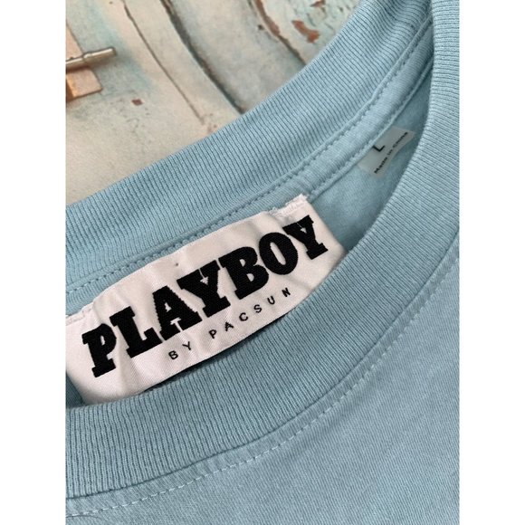 Pac Sun T Shirt Short Sleeve Large Blue | Orange Solid Blue Cotton - Picture 2 of 5